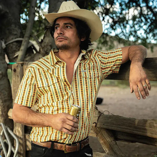 Serape Short Sleeve Men's Shirt - Apricot