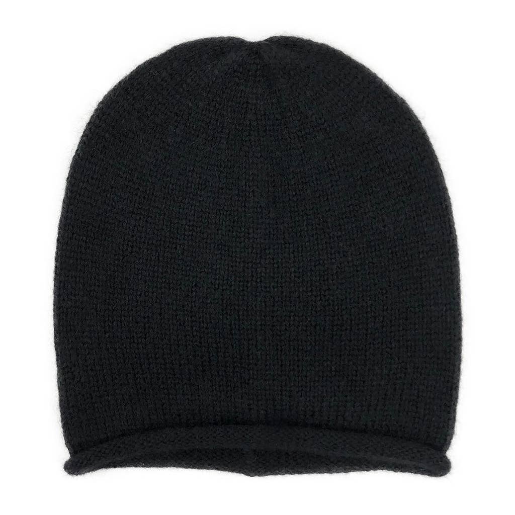 Black Essential Knit Alpaca Beanie Hat
