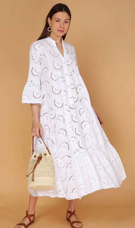 English Embroidered Long Women's Dress