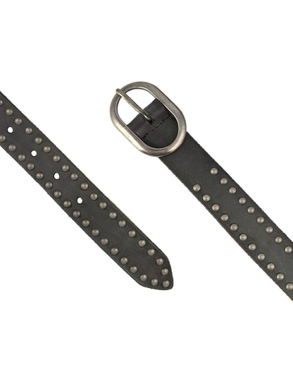 Zwier | Oval Buckle Leather Studded Belt: Camel