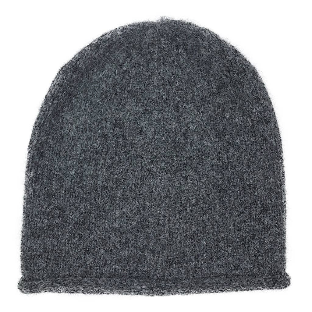 Black Essential Knit Alpaca Beanie Hat