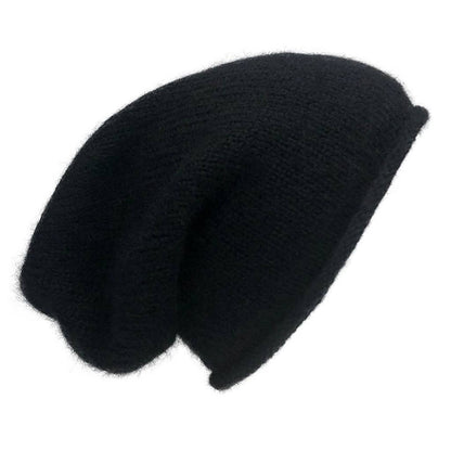 Black Essential Knit Alpaca Beanie Hat