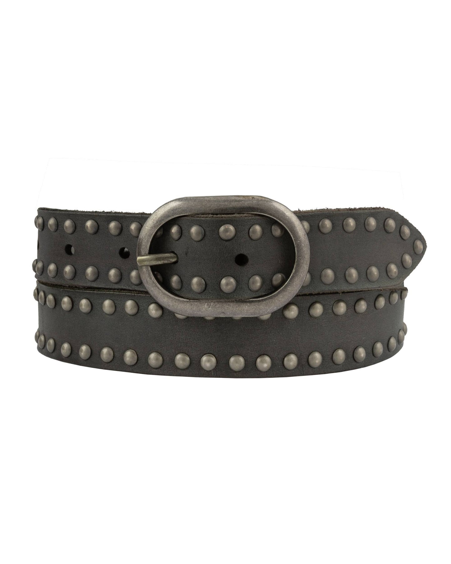 Zwier | Oval Buckle Leather Studded Belt: Camel