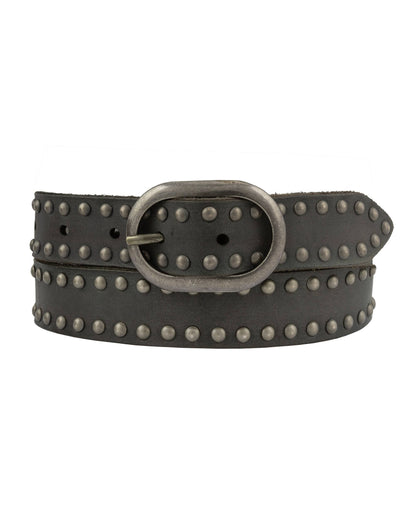 Zwier | Oval Buckle Leather Studded Belt: Camel