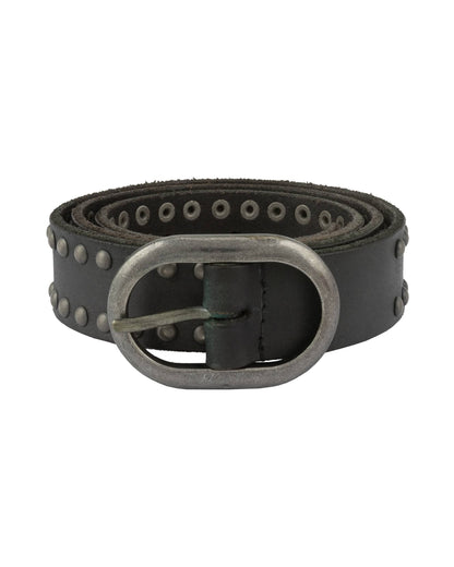 Zwier | Oval Buckle Leather Studded Belt: Camel