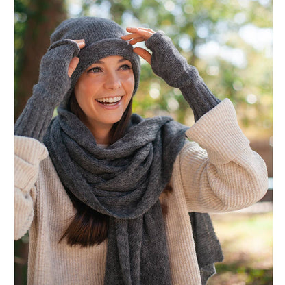 Black Essential Knit Alpaca Beanie Hat