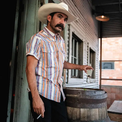 Serape Short Sleeve Men's Shirt - Cobalt