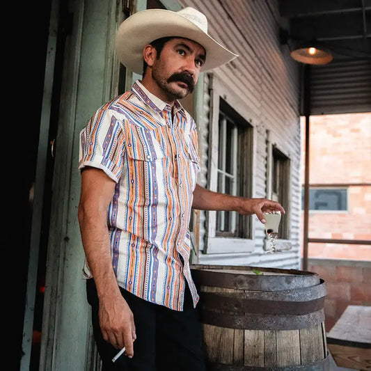 Serape Short Sleeve Men's Shirt - Cobalt