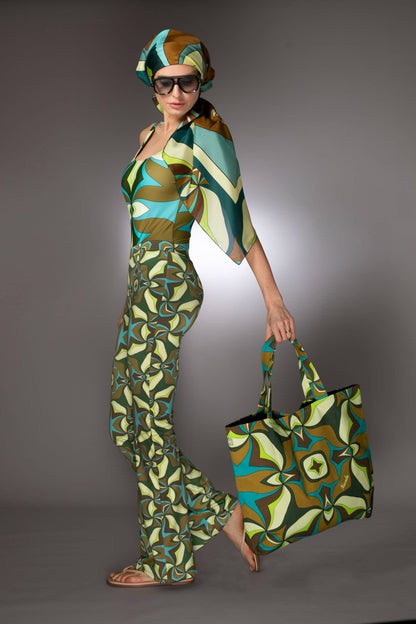 Abstract Print Flared Trousers
