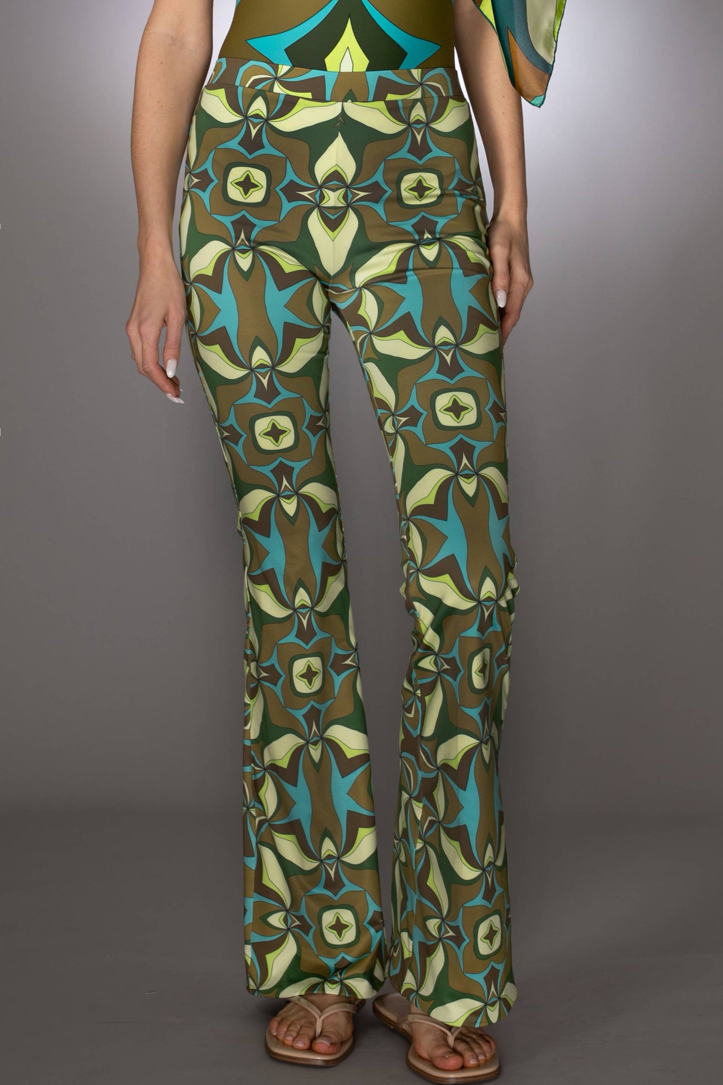 Abstract Print Flared Trousers