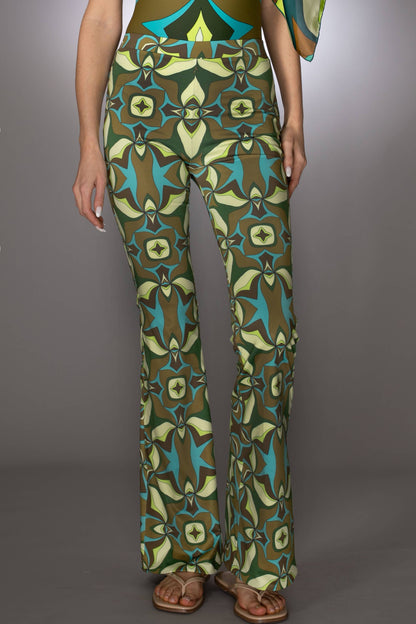 Abstract Print Flared Trousers