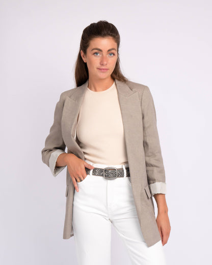 Britta | Vintage Silver Buckle Studded Leather Belt