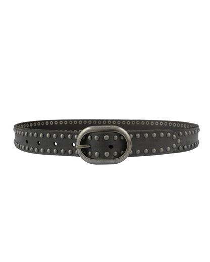 Zwier | Oval Buckle Leather Studded Belt: Camel
