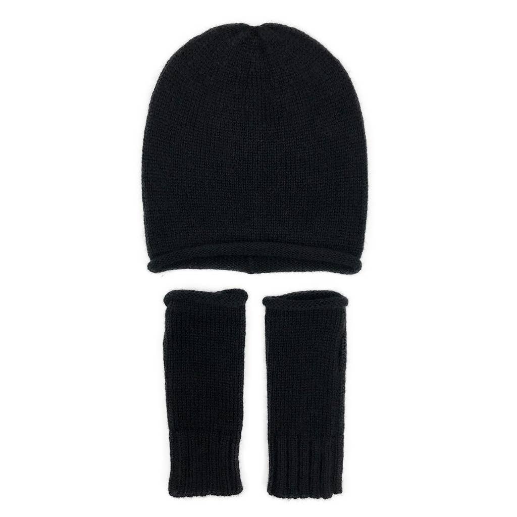 Black Essential Knit Alpaca Beanie Hat