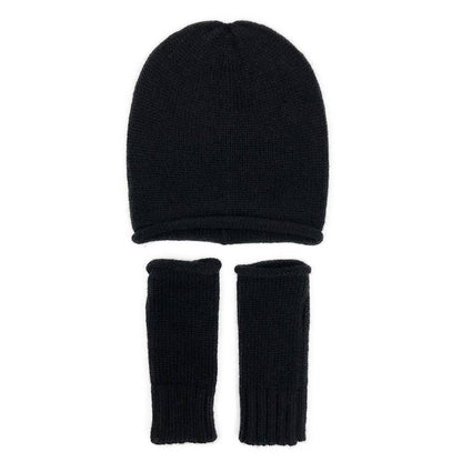 Black Essential Knit Alpaca Beanie Hat