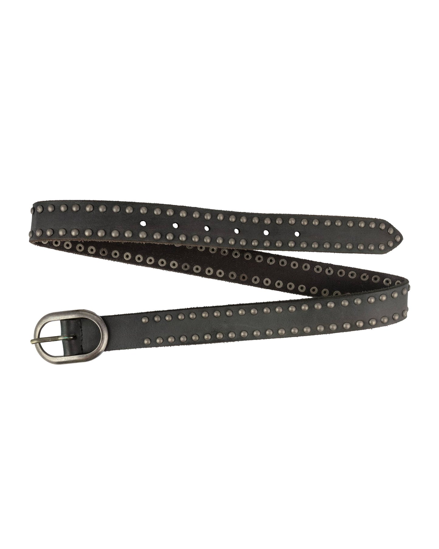 Zwier | Oval Buckle Leather Studded Belt: Camel