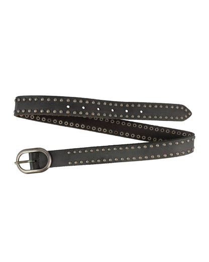 Zwier | Oval Buckle Leather Studded Belt: Camel