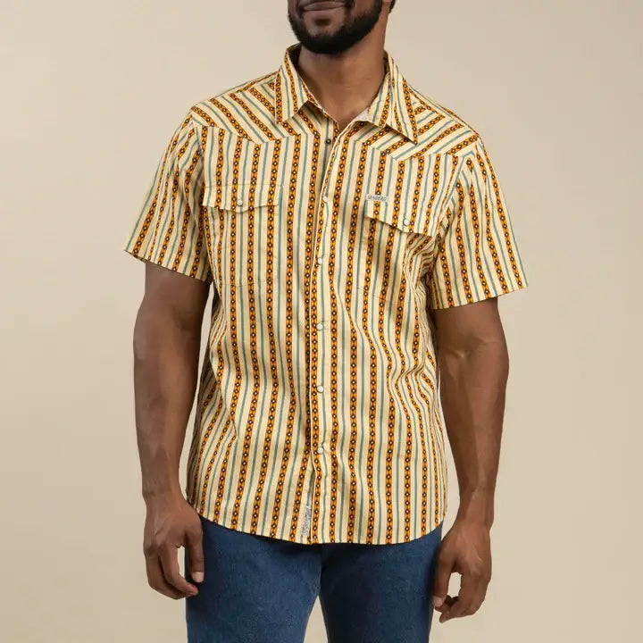 Serape Short Sleeve Men's Shirt - Apricot