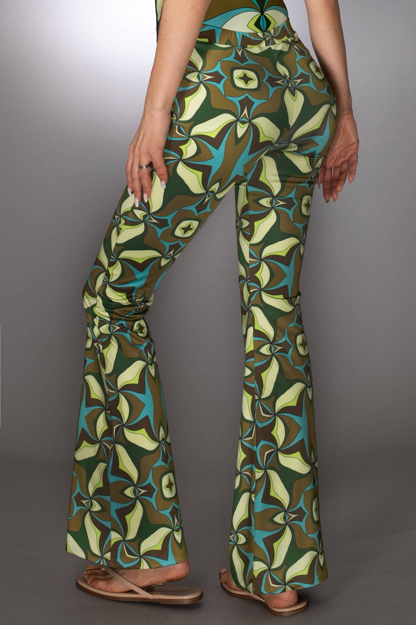 Abstract Print Flared Trousers