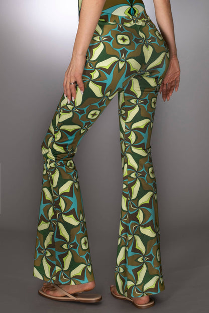 Abstract Print Flared Trousers