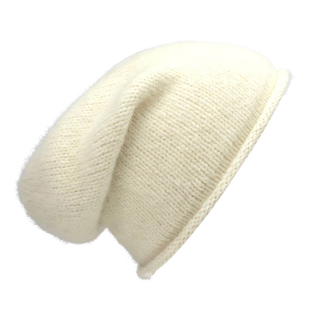 Black Essential Knit Alpaca Beanie Hat