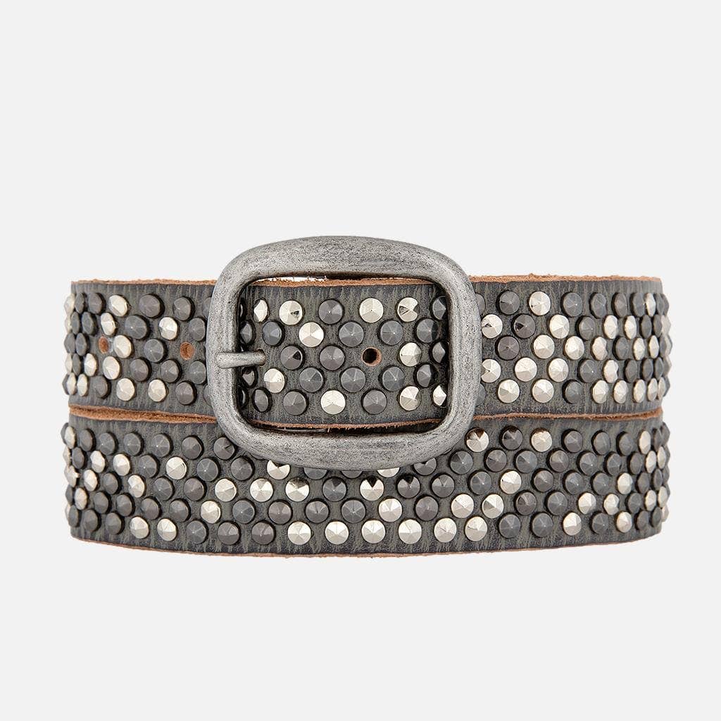 Britta | Vintage Silver Buckle Studded Leather Belt