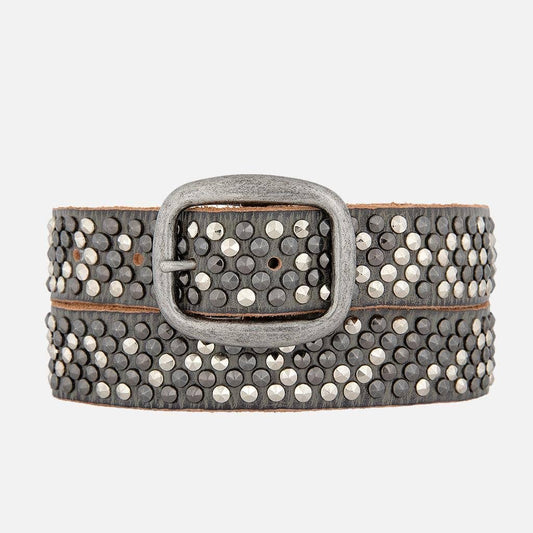 Britta | Vintage Silver Buckle Studded Leather Belt