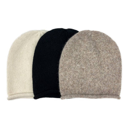 Black Essential Knit Alpaca Beanie Hat
